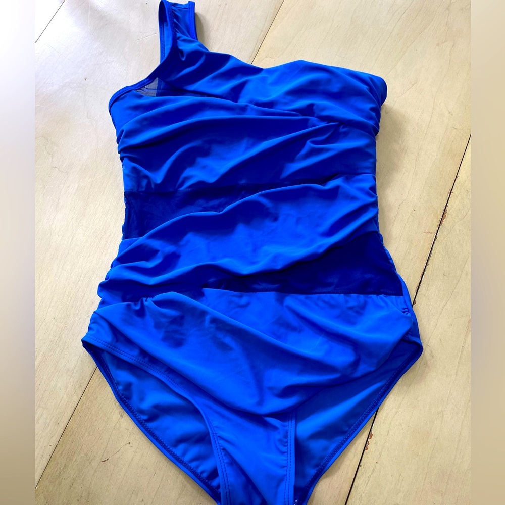 Sport One-Shoulder Royal‎ Blue Swim One Piece